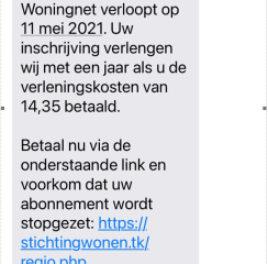 Waarschuwing: Phishing per sms om uw inschrijving te verlengen